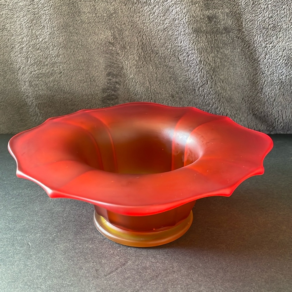 Vintage Frosted Glass Orange Bowl